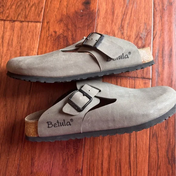 Betula By Birkenstock Boston Clogs Gray Leather Women’s 10 Men’s 8 Unisex Shoes - Picture 6 of 8